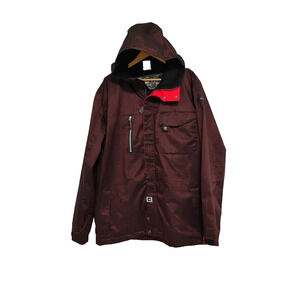 Ride Snowboards Men's maroon Insulated Ski Jacket Multipocket Full Zip - Large